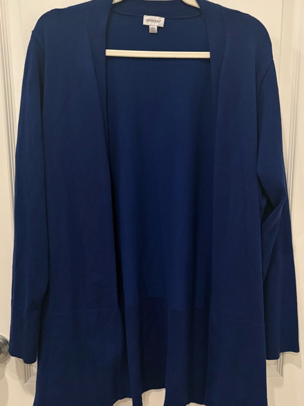Fall Perfect Avenue Cobalt Blue Fine Knit Open Front Layering Cardigan Size 18